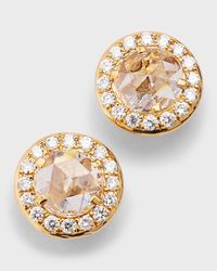 Scallop 18K Rose Gold Diamond Flower Stud Earrings, 1.00tcw