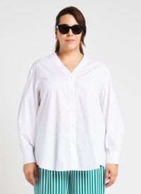 Persona By Marina Rinaldi - Chemise ample Col V en coton - Taille 25 - Blanc
