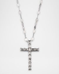 14K Gold Baguette Everyday Cross Pendant Necklace with Jump Ring, 16-18"L