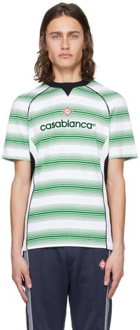 Casablanca White & Green Stripe T-Shirt