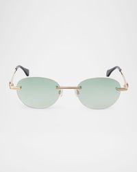 Crystal Oval Metal Sunglasses