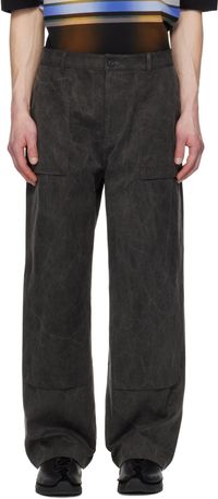 Juun.J Gray Washed Cotton Work Trousers