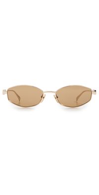 Gucci Oval Frame Sunglasses Gold-Gold-Brown One Size