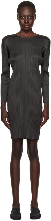 PLEATS PLEASE ISSEY MIYAKE Black Monthly Colors August Minidress