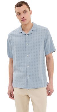 Wax London Open Weave Grid Didcot Shirt Pale Blue L
