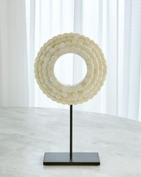 Small Four Layer Bone Scalloped Mounted Ring Sculpture