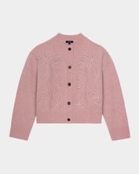 Coralee Rosette Alpaca-Blend Cardigan