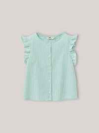 Cyrillus - Chemise seersucker rayé - Taille 14A - Vert