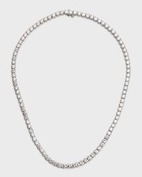 Lab Grown Diamond 18K White Gold Round Line Necklace, 17"L