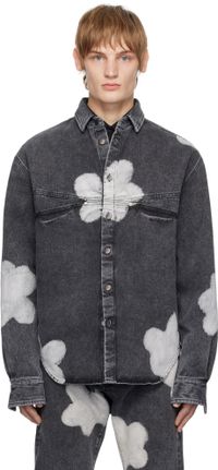 FORMA Black Bleached Flowers Denim Shirt