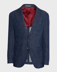 Men's Denim Peak Lapel Single-Breasted Sport Coat