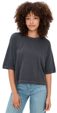 Madewell Esther Side Slit Tee Black Coal XS