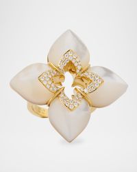 Souffle 18K Yellow Gold Diamond Venetian Princess Ring with Gemstones, Size 6.5