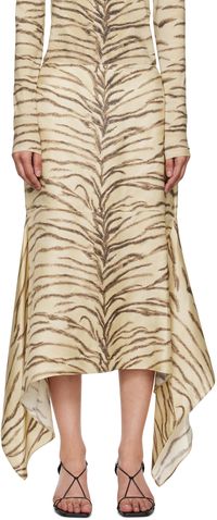 Stella McCartney Jupe midi beige à motif tigré imprimé