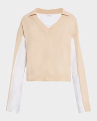 Cotton-Cashmere Mixed Media Sweater