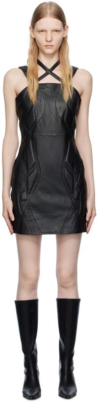 HELIOT EMIL Black Redirected Leather Minidress