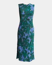 Depal Studded Midi Printed Sheath Silk Dress