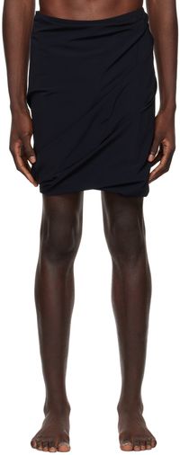 Rick Owens Black Draped Swim Shorts