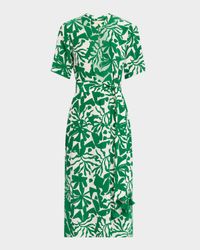 Thandie Short-Sleeve Belted Midi Kaftan Dress