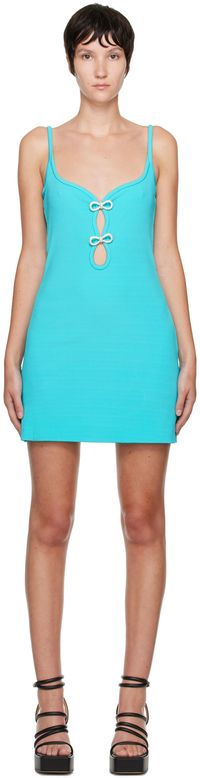MACH & MACH Blue Crystal Bow Mini Dress