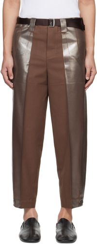 132 5. ISSEY MIYAKE Brown Tucked Foil Trousers