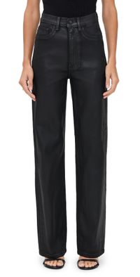 DL1961 Karmine Refined Wide Leg High Rise Coated Jeans Black Coated (Ultimate) 31