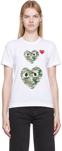 COMME des GARÇONS PLAY T-shirt blanc à écusson à logo