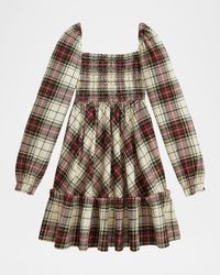 Girl's Plaid Ruffled Cotton Jersey Dress, Size 2-6X