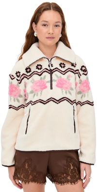 For Love & Lemons Posey Sherpa Pullover White XS