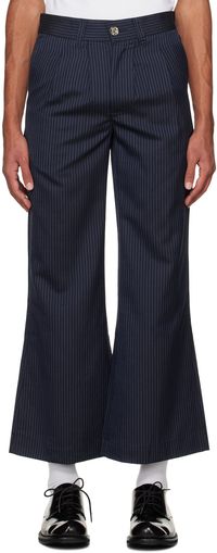 Glass Cypress Navy Pinstripe Trousers