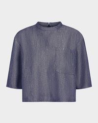 Ex T Sequined Denim Top