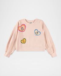 Girl's Miki Sequin Heart Embroidered Sweatshirt, Size 8-12
