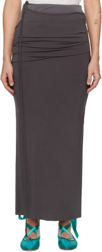 OPEN YY Gray Contrast Trim Maxi Skirt