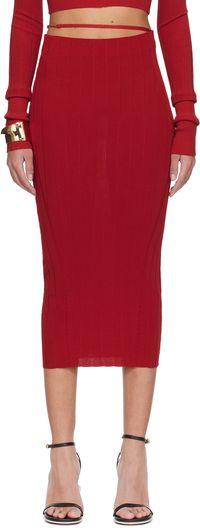 JACQUEMUS Red Les Sculptures 'La jupe Pralù' Midi Skirt