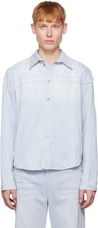 OPEN YY SSENSE Exclusive Blue Ripped Denim Jacket
