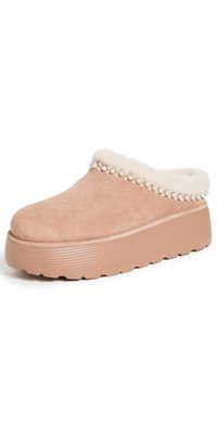 Stuart Weitzman Nellie Pearl Flatfrom Mules New Camel/Cream 10.5