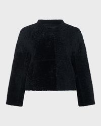Reversible Collarless Shearling Lamb Jacket