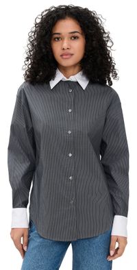 Sold Out NYC Charcoal Micro Stripe The Everything Shirt Charcoal Stripe M