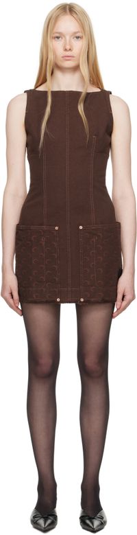 Marine Serre Brown Moon Jacquard Twill Minidress