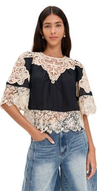 Sea Medina Lace Top Black XS