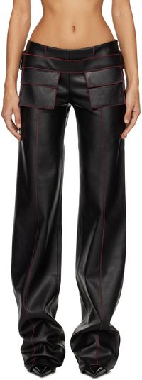 Aya Muse Pantalon Etica noir en cuir synthétique
