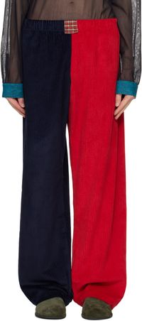 SC103 SSENSE Exclusive Red & Navy Courrier Trousers