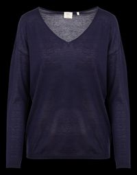 Marie Sixtine - Pull Col V en laine mélangée - Taille M/L - Bleu