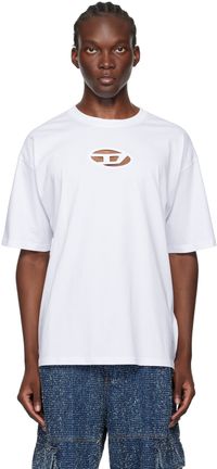 Diesel T-shirt droit blanc à découpe à logo