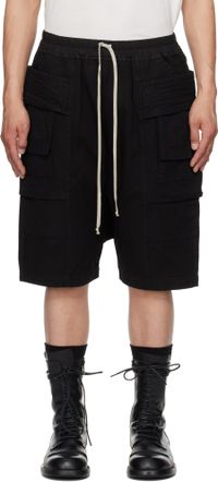 Rick Owens DRKSHDW Black Hollywood Creatch Cargo Pods Shorts