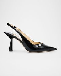 Amita 85 Patent Nappa Leather Slingback Pumps