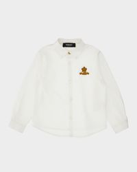 FORMAL SHIRT OXFORD COTTON POPELINE - BAROCCO CROWN KIDS EMBROIDERY
