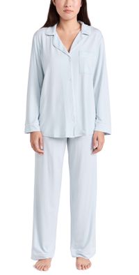 Eberjey Gisele Modal Long Pajama Set Ice Blue/ Ivory M