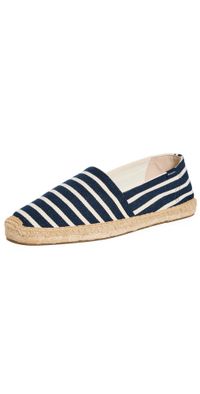Soludos Striped Slip On Espadrilles Dark Navy/Ivory 12-12.5