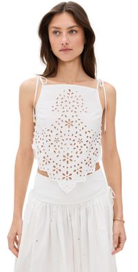 Self Portrait White Cotton Embroidered Top White 4